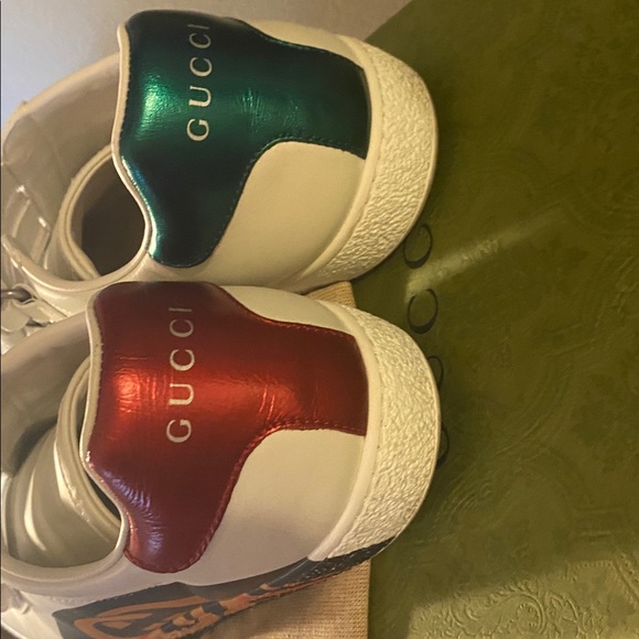 💚🤍❤️Gucci Ace Interlocking GG Leather 3 Strap  Flat Sneakers Shoes White size:10 - Picture 7 of 16